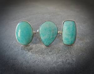 Amazonite <b>Ring</b> Sterling Silver Adjustable Blue Green Gemstone <b>Ring</b> Calming <b>Crystal</b> Jewelry Gift For Her - Product Image 2