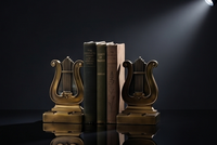 Serre-livres décoratifs modernes en métal doré antique, texture moulée, pour bibliothèque et bureau