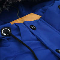 Veste matelassée bleue pour homme, doublure en fausse fourrure, coupe-vent, fermeture éclair, logo personnalisable, vêtement d'extérieur décontracté pour l'hiver, écologique