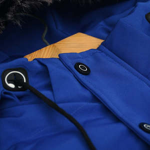 Veste matelassée à capuche bleue pour homme avec doublure en fausse fourrure, fermeture éclair coupe-vent, vêtements d'extérieur décontractés pour l'hiver - Product Image 2