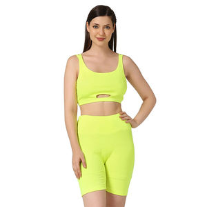 Conjunto de yoga de spandex y nailon de gran venta para mujer, ropa de gimnasio y fitness, conjunto de yoga sin costuras de 2 piezas para mujer, conjunto de pantalones cortos de yoga para mujer - Product Image 1