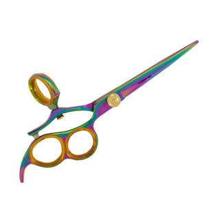 5.5 pouces soins professionnels 3 anneaux arc-en-ciel titane enduit ciseaux ou cisailles professionnel en acier inoxydable coupe de cheveux cisailles - Product Image 3