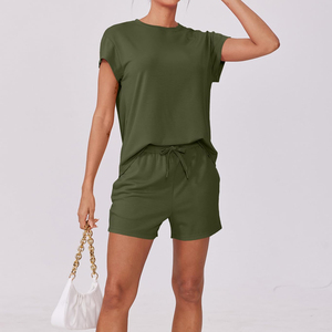 Top Selling Short <b>Set</b> For Women's Short Sleeve Custom Logo Printing Crew Neck Women's <b>Sets</b> Easy To Wear Short <b>Set</b> For Women's - Product Image 5