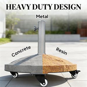 Black Circular Outdoor <b>Umbrella</b> <b>Stand</b> with <b>Base</b> Only for Patio Balcony Courtyard <b>Umbrella</b> Frame - Product Image 3