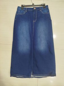 Falda vaquera azul lavado para mujer, falda vaquera midi recta, informal, de cintura alta, estilo urbano - Product Image 1