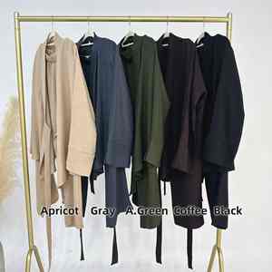 Abaya Musulmana Moderna Informal Color Rosa Polvoriento para Mujer, Estilo Dubái, Frente Abierto, Vestido Islámico Modesto, Largo hasta el Suelo, Manga Larga, Transpirable - Product Image 6