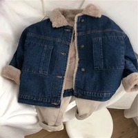 Veste en jean classique pour garçon, hiver, respirante, doublure en laine, coque en polyester/coton, fermeture à boutons, design moderne imprimé