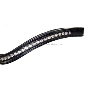Banda de ceja de caballo acolchada de cuero Premium negro de alta calidad canal vacío incrustaciones Cristales blancos brillantes diamante banda de CEJA ostentosa - Product Image 3