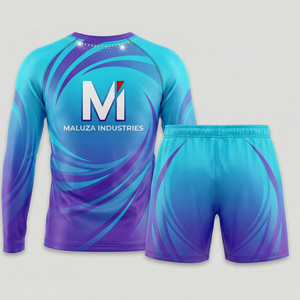 Conjunto de Uniforme de Porristas Personalizado, Top de Manga Larga y Pantalones Cortos, Impresión por Transferencia de Calor, 100% Poliéster, Color Personalizado, Práctica de Equipo - Product Image 2