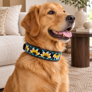 Collar de Perro de Cuero ROYAL INTERNATIONAL RI-DC02 con Diseño Floral Pintado a Mano, Cierre de Hebilla Ajustable, Estilo Occidental Decorativo - Product Image 3