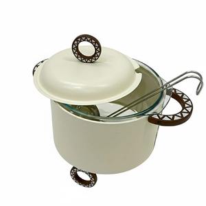 Soupière de luxe texturée avec poignées en bois géométriques, élégant réchaud alimentaire pour buffet, fête et traiteur - Product Image 3