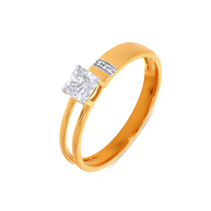18K Yellow Gold <b>Men</b> Solitaire <b>Ring</b> Premium Yellow Gold Princess Cut Solitaire Diamond <b>Ring</b> Elegant Bypass Split Band - Product Image 1