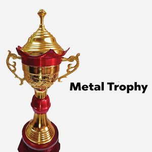 Trophée en métal rouge doré de qualité supérieure pour événements tels que les tournois de cricket, les récompenses sportives, les trophées scolaires, en gros. - Product Image 6
