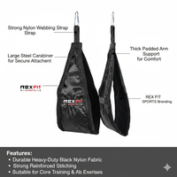 Sangles de suspension Rexfit Sport Premium pour abdominaux, avec coutures renforcées et rembourrage en mousse souple, pour les exercices d'abdominaux, de levée des jambes et de renforcement du tronc.