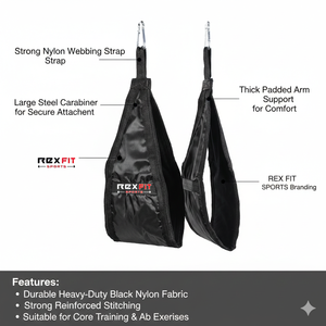 Sangles de suspension Rexfit Sport Premium pour abdominaux, avec coutures renforcées et rembourrage en mousse souple, pour les exercices d'abdominaux, de levée des jambes et de renforcement du tronc. - Product Image 5