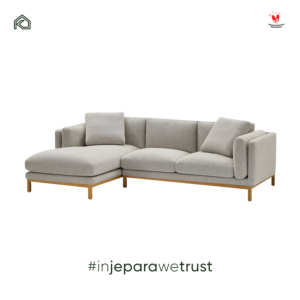 Canapé d'angle moderne minimaliste en forme de L avec structure en bois massif et chaise longue en tissu pour salon, villa, hôtel - Product Image 5