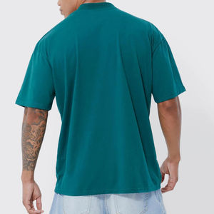 High Quality Polyester/Cotton Heavyweight Men's Oversized Regular Sleeve Drop Shoulder Hip Hop Style Breathable Knitted T-shirts - Product Image 3