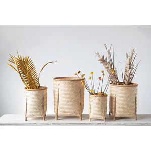 Cesta de Bambú Tejida de Alta Calidad para Plantas, Decoración del Hogar, Artesanía, Decoración Rústica de Bambú para el Hogar - Product Image 3
