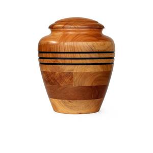 Turned Wood Cremation Urn Decorative <b>Ashes</b> Memorial <b>Keepsake</b> Jar With Lid Classic Border Design - Product Image 1