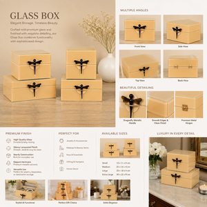 Luxury Yellow Color Mirror <b>Glass</b> Decorative Storage Box Key <b>Knob</b> Premium Jewelry Vanity Organizer Boxes Home Decor Lacquer - Product Image 4