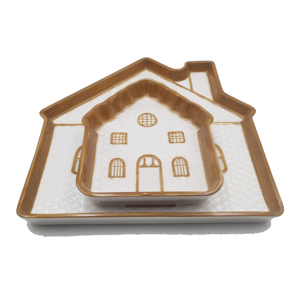 Juego de Bandejas de Cerámica con Forma de Casa de Campo, Plato para Aperitivos Minimalista con Diseño Festivo, Vajilla Decorativa para Mesa de Cocina - Product Image 1