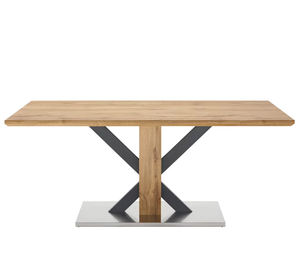 Mesa de Comedor Moderna y Exclusiva de Estilo Industrial con Tablero Rectangular de Madera de Acacia Sólida y Patas de Metal y Madera para Cocina o Restaurante - Product Image 2