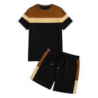 Conjunto de Camisetas Deportivas Casuales de Cuello Redondo para Hombre, de Verano, con Bloques de Color, Transpirables, de Poliéster/Algodón, de Secado Rápido, con Estampado por Sublimación