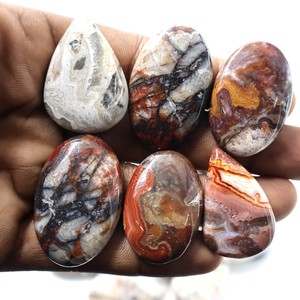 Vente en gros de 100% collier de pierres précieuses en vrac d'agate naturelle de dentelle folle 6mm taille libre mélange forme coeur ovale coupe merveilleuse qualité - Product Image 1