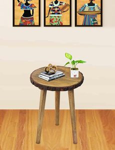 Support à plantes rustique en bois, tabouret rond pour plantes, support pour pot de fleurs en bois pour salon, balcon, bureau - Product Image 3