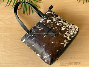 Western fait à la main vrais cheveux sur cuir de vachette grand sac fourre-tout Vintage Cowgirl élégant 100% cuir de vachette luxe Shopping sacs à main - Product Image 6