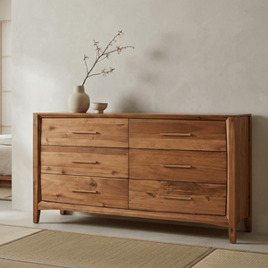 Eco-Friendly Modern Axton Solid Wood Freestanding <b>6</b>-<b>Drawer</b> Dresser with Natural Finish Handcrafted for Bedroom & Warehouse Use - Product Image 3