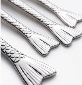 Fish Design Cutlery Set Fork Spoon With Fish Scale Handle High <b>Mirror</b> Polish Dishwasher Safe Flatware For Wedding And Events - Product Image 3