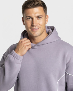 Ensemble de survêtement surdimensionné pour homme, personnalisé OEM, couleur lavande, avec détails contrastants, en molleton de coton de qualité supérieure, comprenant un sweat à capuche et un pantalon de survêtement à jambes larges - Product Image 3
