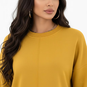 Solid Yellow Manufacturer OEM/ODM Tie dye Crewneck Wholesale Relaxed Fit French Terry Custom Lettering Available Women's Hoodies - Product Image 3