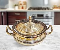 Ensemble de casseroles en laiton moderne et durable de qualité supérieure, 3 pièces élégantes, diamètre 20 cm, lavage à la main uniquement, pour tables de salle à manger, hôtels et événements