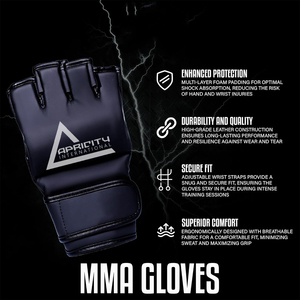 High Quality Adult MMA Gloves <b>Black</b> Color Genuine Leather Fight Training Gloves Adjustable Wrist Strap Lightweight UV Protection - Product Image 3