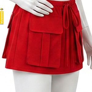 Jupe cargo brodée personnalisée SAMAVIA pour femme, décontractée, taille élastique, cordon de serrage, multi-poches, séchage rapide, légère, pour l'extérieur - Product Image 3
