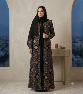 Tissu en velours brodé 9000 pour robes de femmes, kaftan, robe africaine, abaya, bruqha, décoration intérieure, vêtements de mariée - Product Image 2