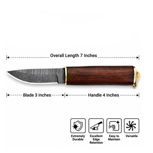 Couteau de travail médiéval Pukkoo, style celtique viking, en bois dur et acier inoxydable, multifonction, avec étui en cuir, style sax. - Product Image 6