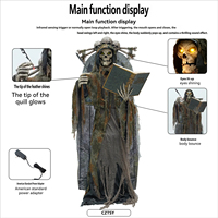 Décoration Lumineuse Mécanique de Grande Taille pour Halloween : Figurine Squelette Collecteur d'Âmes – Accessoire de Scène pour Maison Hantée