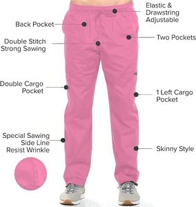 Blusa de Uniforme Médico para Mujer, Color Rosa, Manga Corta, Cuello en V, Tejido de Algodón y Poliéster, para Profesionales Médicos - Product Image 2
