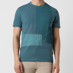 T-shirts pour hommes grande taille, couleur bleue unie, marque personnalisée, 100% coton, style streetwear décontracté, coupe ample, t-shirts basiques pour l'été - Product Image 1