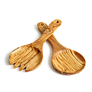 Ensemble de 2 cuillères et fourchettes à salade en bois d'olivier, fabriquées à la main, ustensiles de cuisine pour la maison et les restaurants, à bas prix - Product Image 1