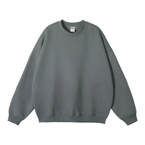 Sweat à capuche oversize gris chiné uni pour homme avec épaules tombantes et poche kangourou – Vêtements en gros OEM ODM - Product Image 6