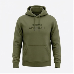 Sweat à capuche pour homme North Approach, vert olive, en polaire, décontracté, avec poche avant, coupe classique, pour l'automne - Product Image 1