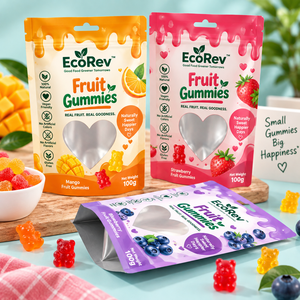 แครนเบอร์รี่อบแห้ง EcoRev 50 กรัม บรรจุในซองธรรมชาติ ไม่เติมน้ำตาล ขนมขบเคี้ยวอุดมด้วยสารต้านอนุมูลอิสระ ผลไม้อบแห้ง เกรดอาหาร บรรจุในถุง PE/VMPET แบบตั้งได้ - Product Image 4