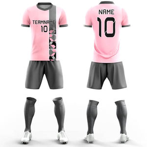 Custom Sublimation Pink Polyester/Cotton Soccer Uniform Set-Full Kit with Shorts & <b>Socks</b>-Professional Football Team <b>Training</b> - Product Image 1