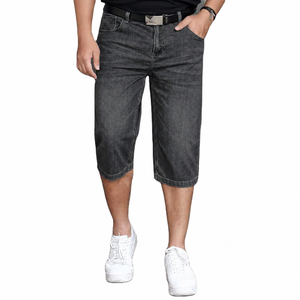 Pantalones Cortos de Mezclilla para Hombre, Estilo Nuevo, Hechos a Medida, Lavado Ácido, Color Sólido, 100% Algodón, Largos - Product Image 3