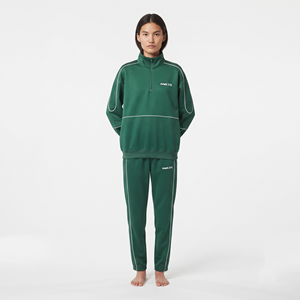 Conjunto Deportivo de Mujer, Diseño Personalizado, Oversize, Poliéster, Media Cremallera, Pantalón Jogger, Blanco con Ribete en Contraste - Product Image 3
