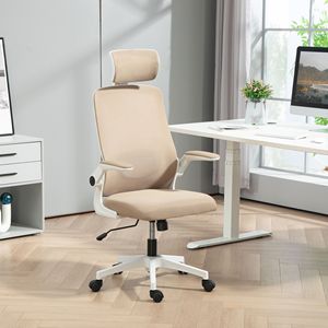 Sedia da ufficio direzionale in rete con poggiatesta girevole, braccioli ribaltabili, supporto lombare, movimento fluido, colore kaki - Product Image 2